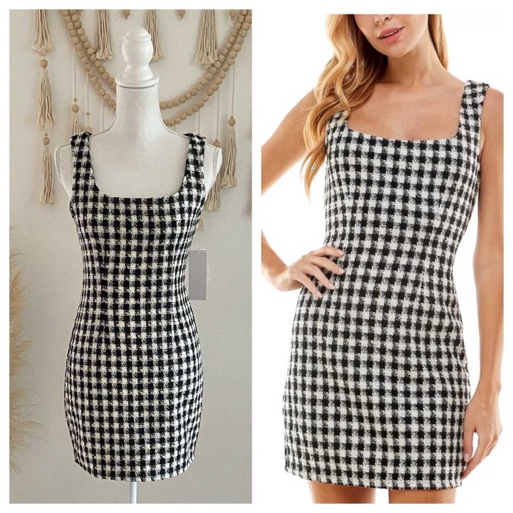 Macy’s Kingston Grey Black & White Bouclé Tweed Bodycon Mini Dress mini dress 3